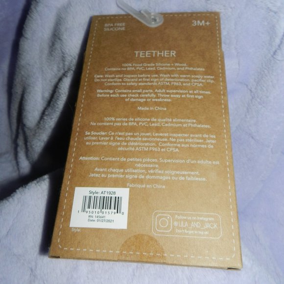 Lila & Jack 100% Food Grade & Beech Wood Silicone & Gem Baby Teether (Pink) NEW - Picture 9 of 10